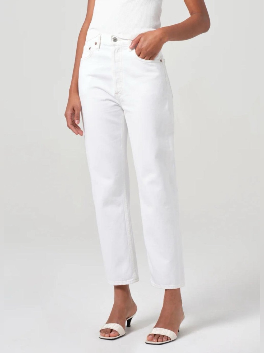 AGOLDE White 90s Mid Rise Loose Straight Jeans Size 27 Premium Denim